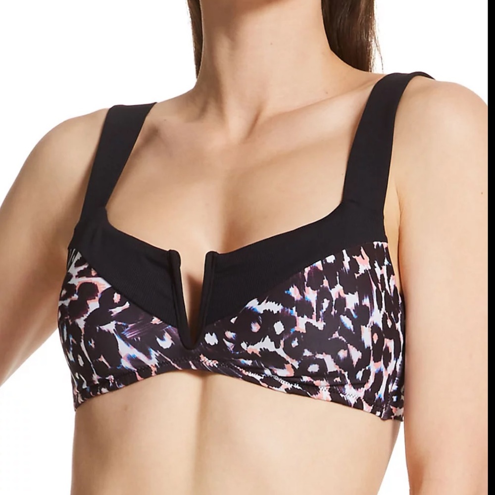 Sanctuary Stay Cool Leopard V-Wire Bralette Women’s Swim Top Size XS